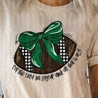 Laat het veld vrolijk zijn Bow Dark Green DTF-transfer voor wholesale door K and M Designs