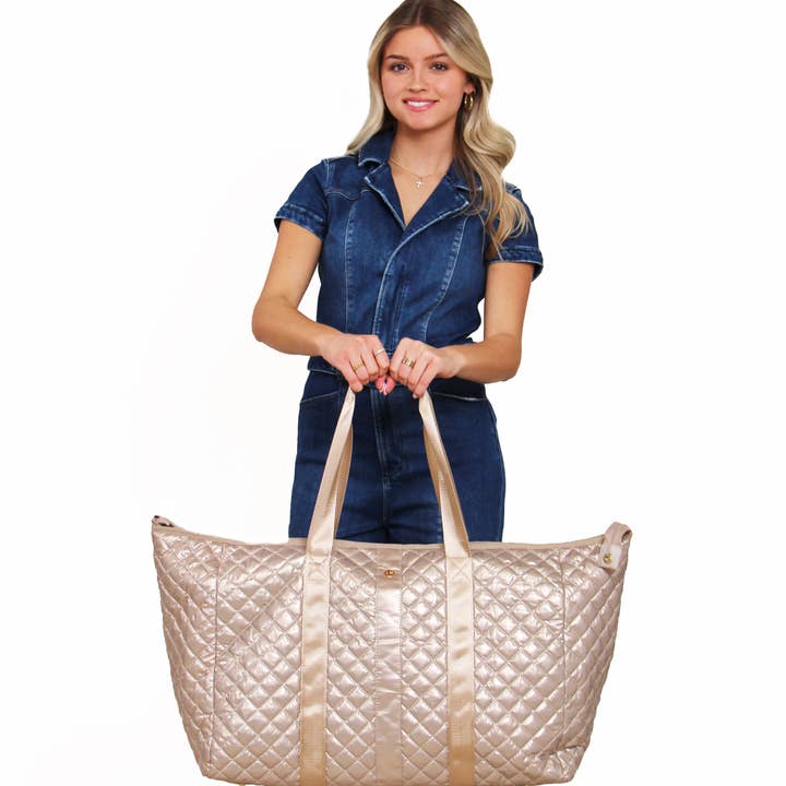 Lemonbella - Wholesale Weekender Bag - Women's - Lemonbella Champagne Diamond Weekender Duffle Travel Bag6