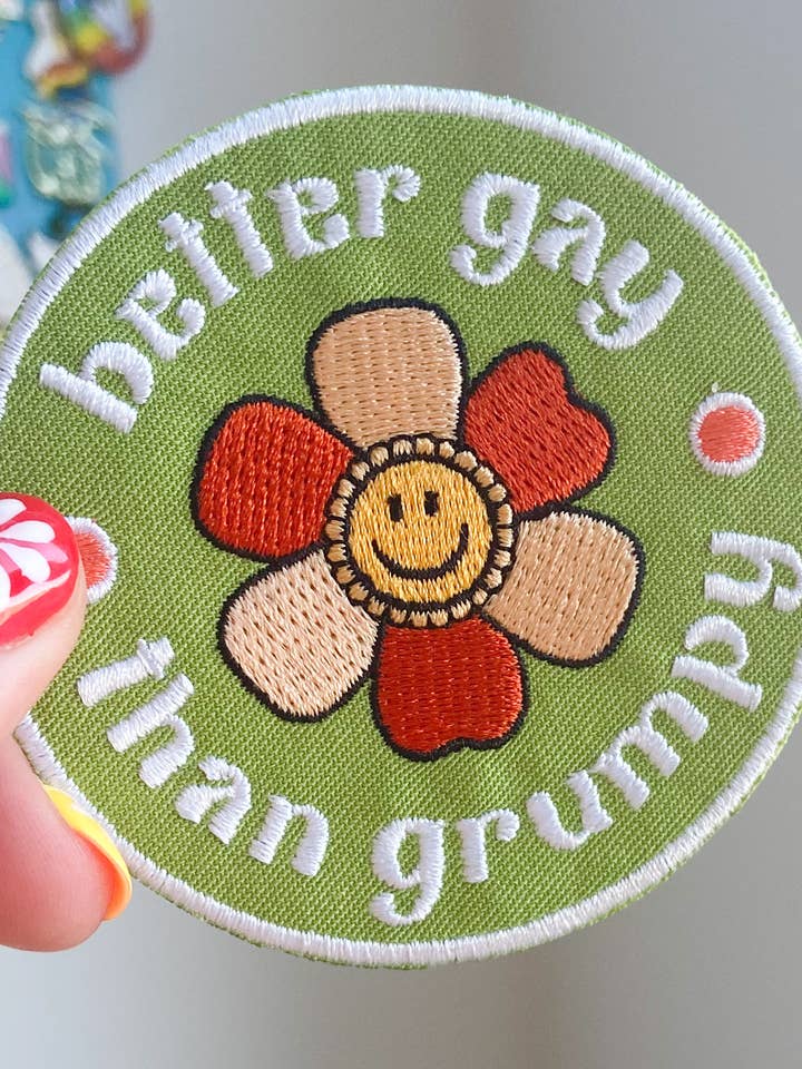 Iron on Patch (Better Gay Than Grumpy) for wholesale by Wild Rabbit Beads