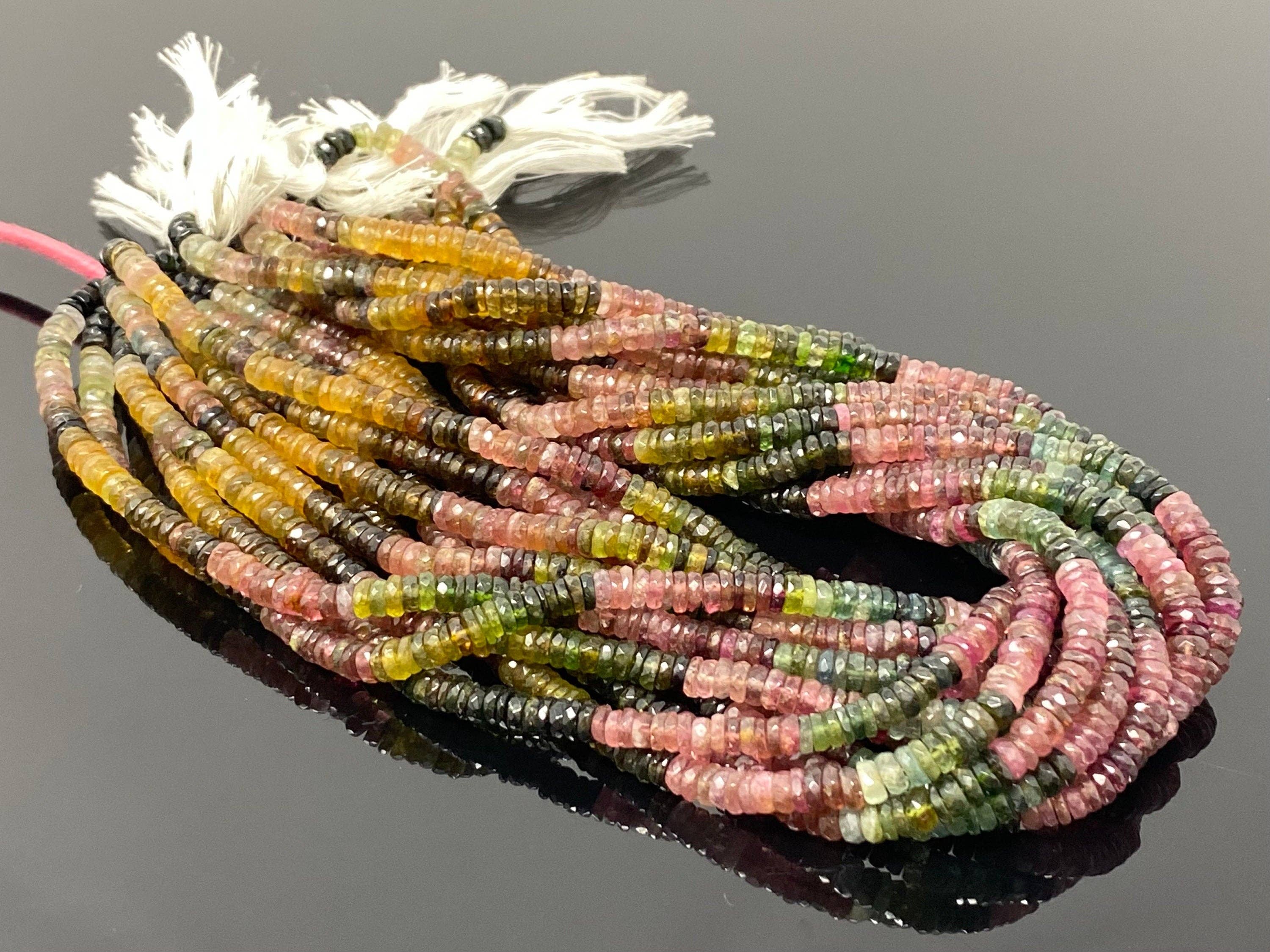 Akstar Gems - Wholesale Beads - 14.5" Natural Tourmaline Gemstone Beads, Watermelon Color Tourmaline Beads, Jewelry Supplies, Wholesale Beads, Faceted Heishi Beads1