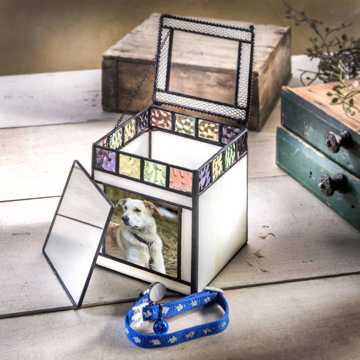 J Devlin Glass Art & Bert Anderson Collection - Wholesale Pet Urn/Keepsake Box - Stained Glass Pet Urn Keepsake Dog or Cat J Devlin