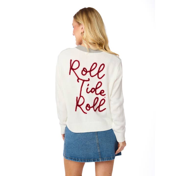 Cardigan The Roll Tide Roll Glitter Script por atacado de Stewart Simmons