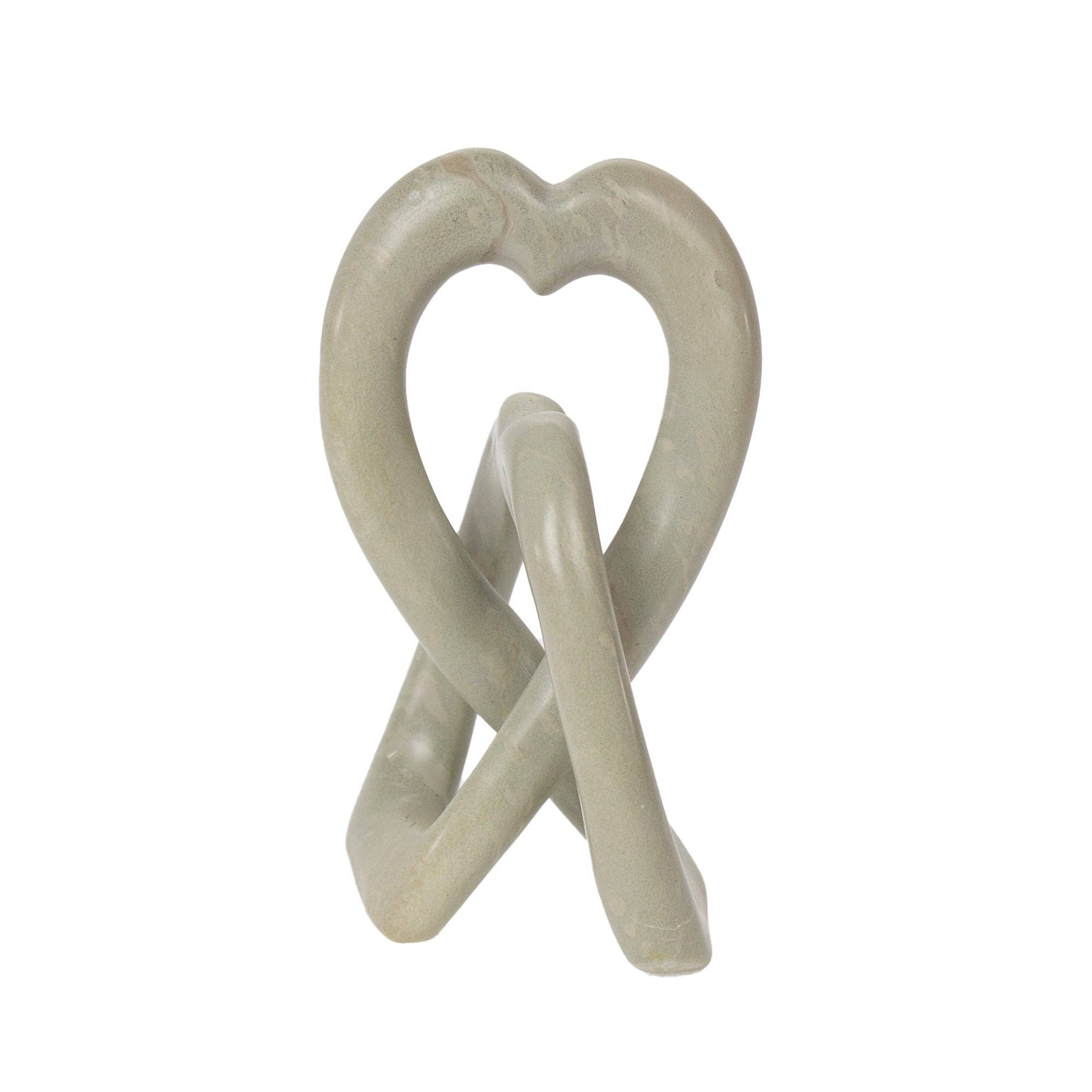 Global Crafts - Wholesale Sculpture - Soapstone Heart Eternal Love Knot Sculpture. 6 inch5