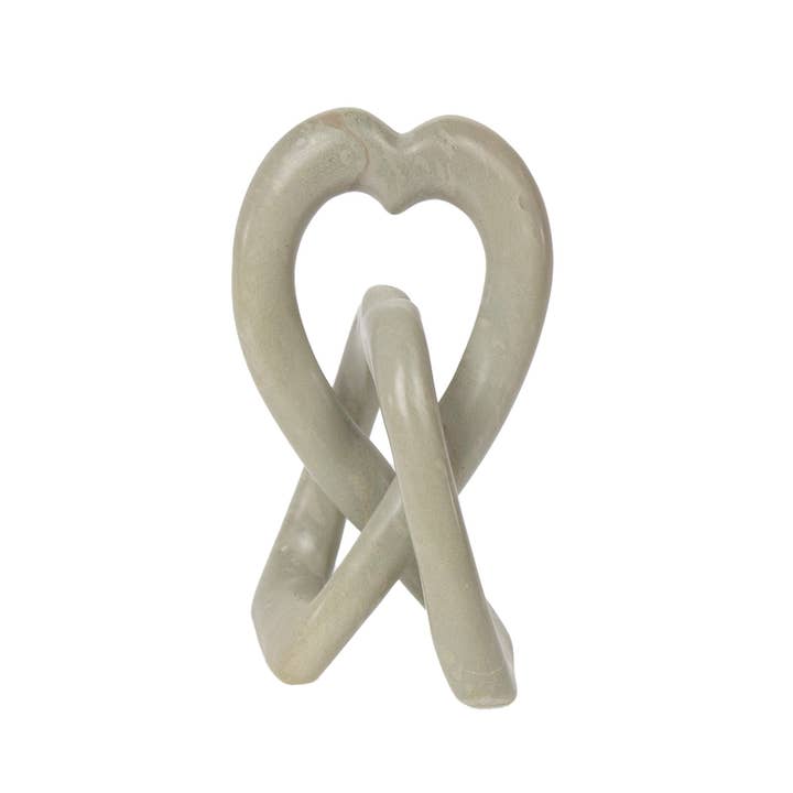 Global Crafts - Wholesale Sculpture - Soapstone Heart Eternal Love Knot Sculpture. 6 inch5