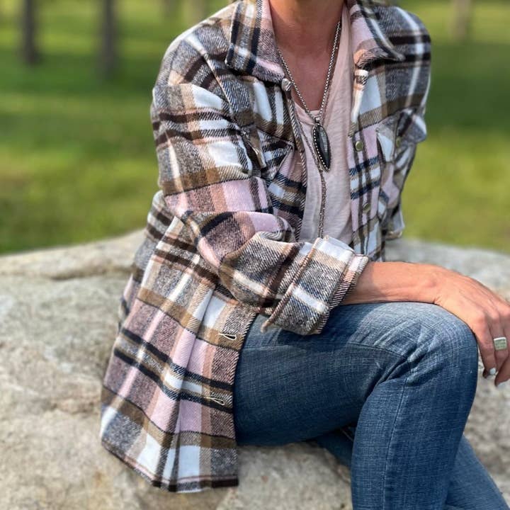 Rosa Camisa de franela a cuadros - Rosa de venta al por mayor en Faire2