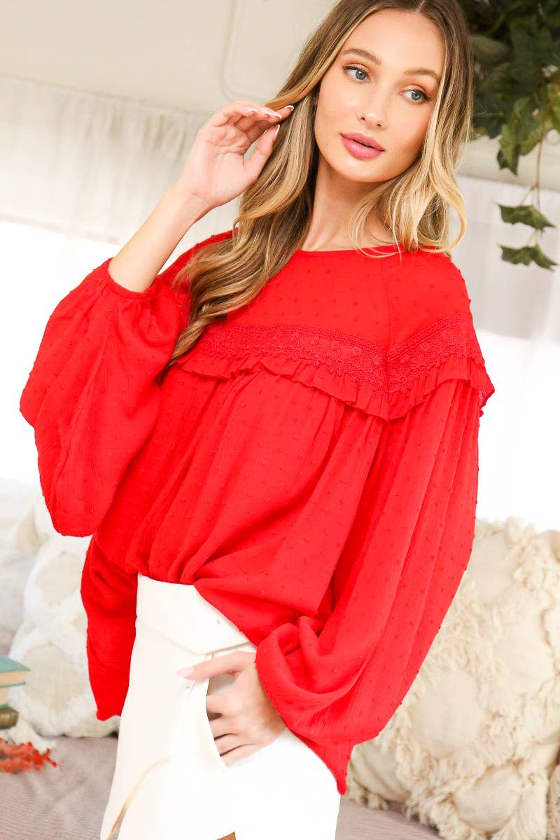 Vine & Love - Vendita all'ingrosso Camicetta - Donna - Camicetta con motivo a pois svizzeri con dettaglio posteriore con lacci VT3144818