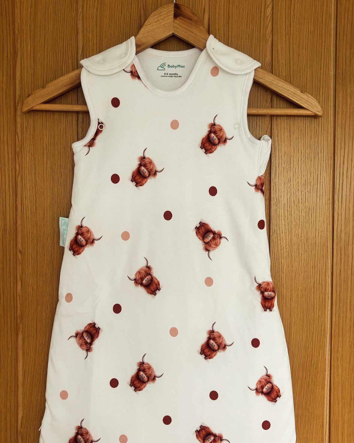 Highland Cow Organic Cotton Baby Sleeping Bag for wholesale on Faire5