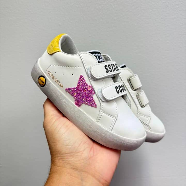 Torn and Trendy – wholesale Livsstilssneakers – Barn – Rosa Glitter Star Kardborreband Sneakers Kardborreband