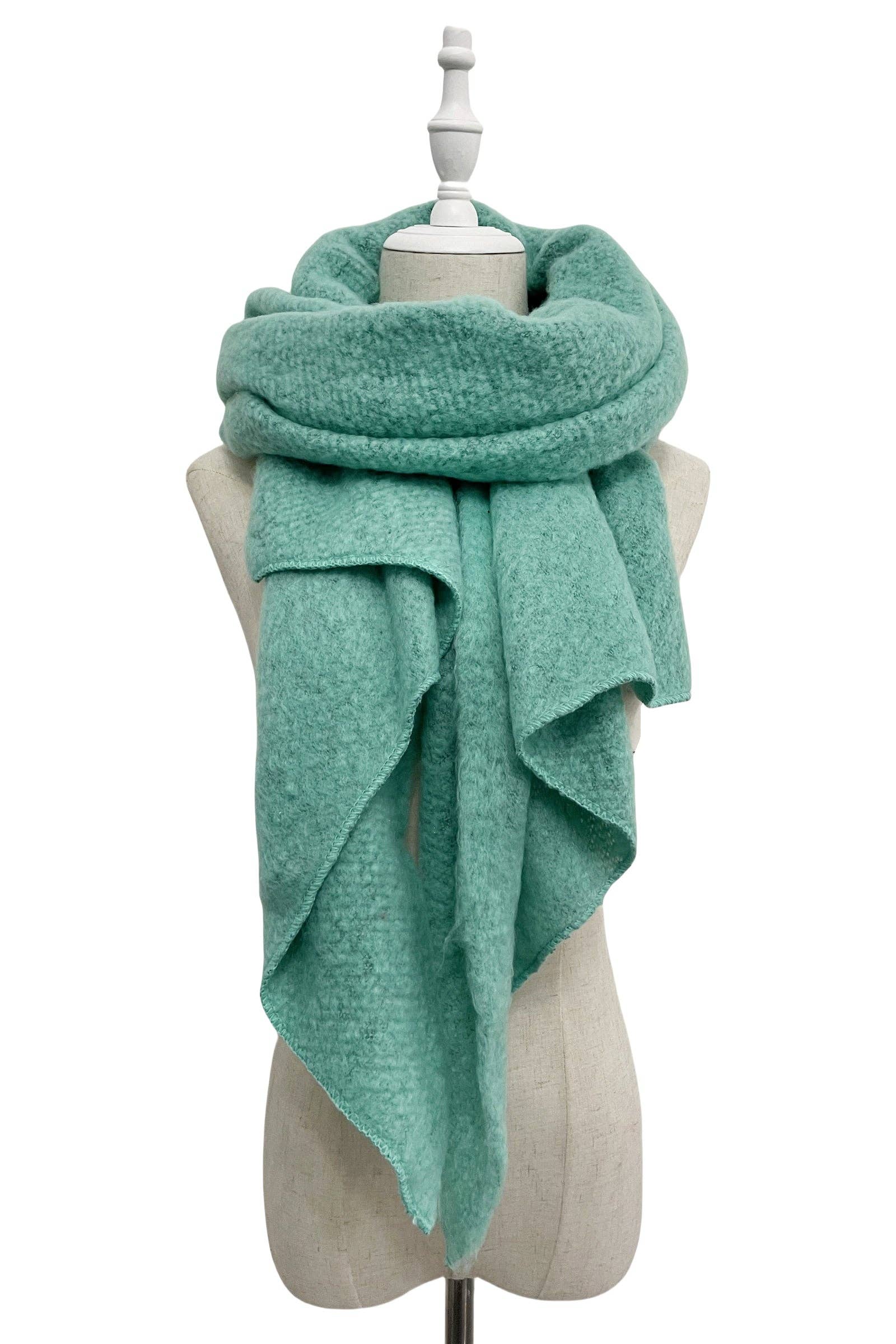 Fashion Scarf World - Wholesale Scarf - Women's - Plain Boucle Diagonal Edge Wool Scarf57