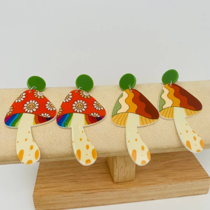 Mio Queena - Wholesale Dangle Earrings - Vintage Mushroom Acrylic Earrings