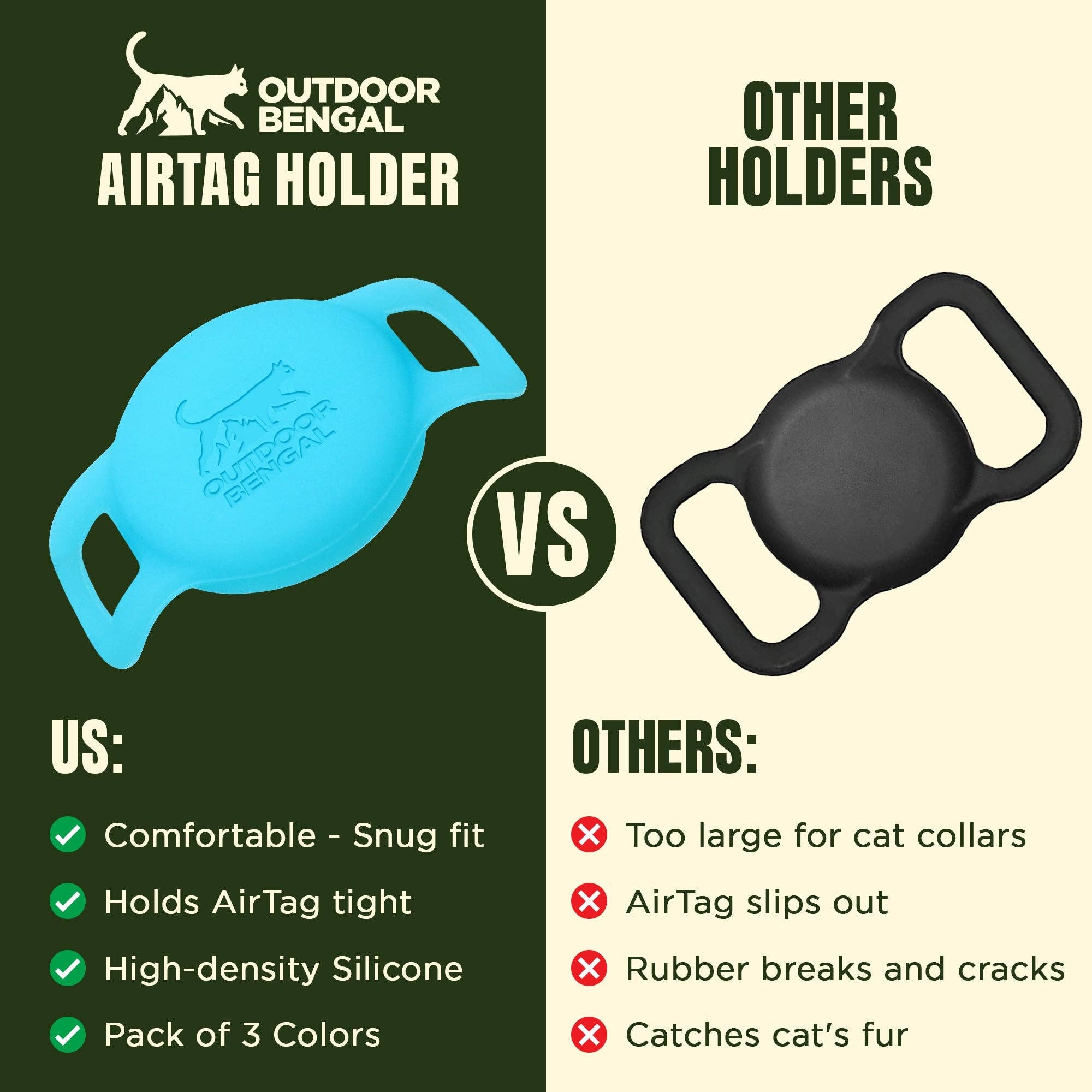 Outdoor Bengal - Wholesale Pet Collar - Cat - Airtag Holder for Cat Collar (3 Pack)1