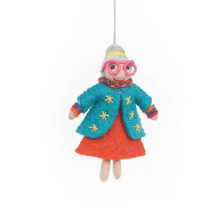 Felt So Good - Wholesale Ornament Set - Handmade Felt Groovy Grannies Hanging Decoration