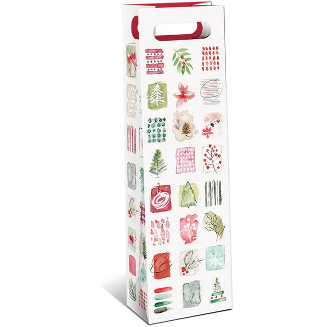 Punch Studio - Wholesale Wine Gift Bag - Die-Cut Handle Wine Bag Winter Watercolor