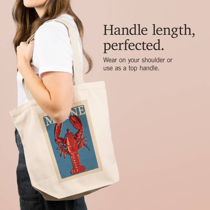 Lantern Press - Wholesale Tote Bag - Unisex - ORGANIC TOTE BAG Maine Lobster Woodblock