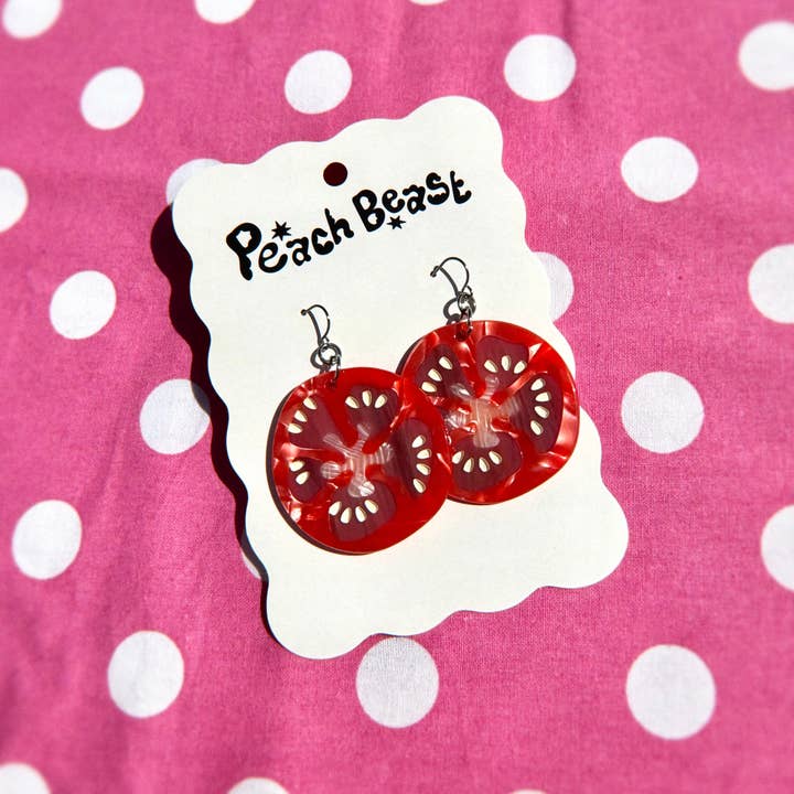 Peach Beast - Wholesale Dangle Earrings - Tomato Slice Earrings