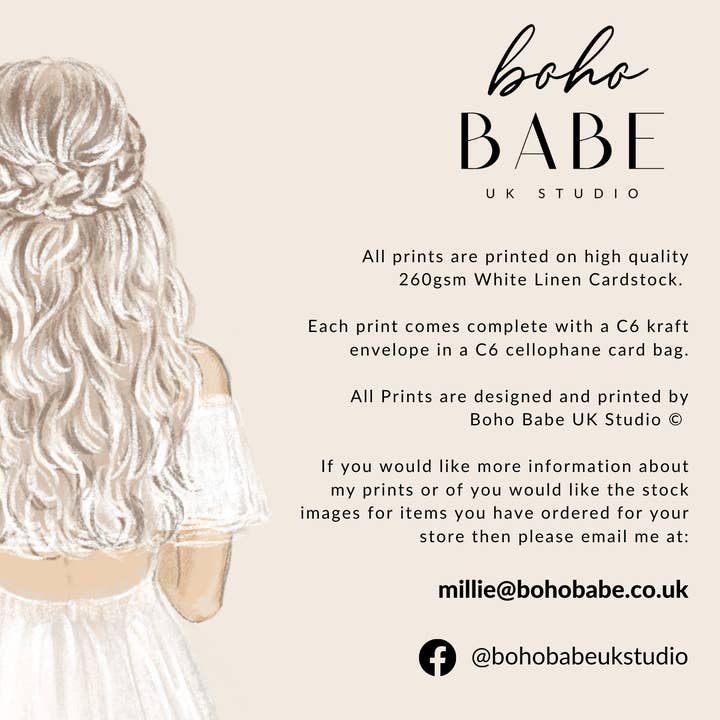 Boho Babe UK Studio - Wholesale Wedding Card - Best Friend Wedding Day Printed Poem - Blonde and Brunette2