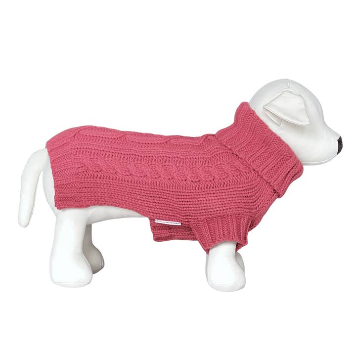 Coco Cable Dog Sweater - Peony for wholesale by Coco and Pud