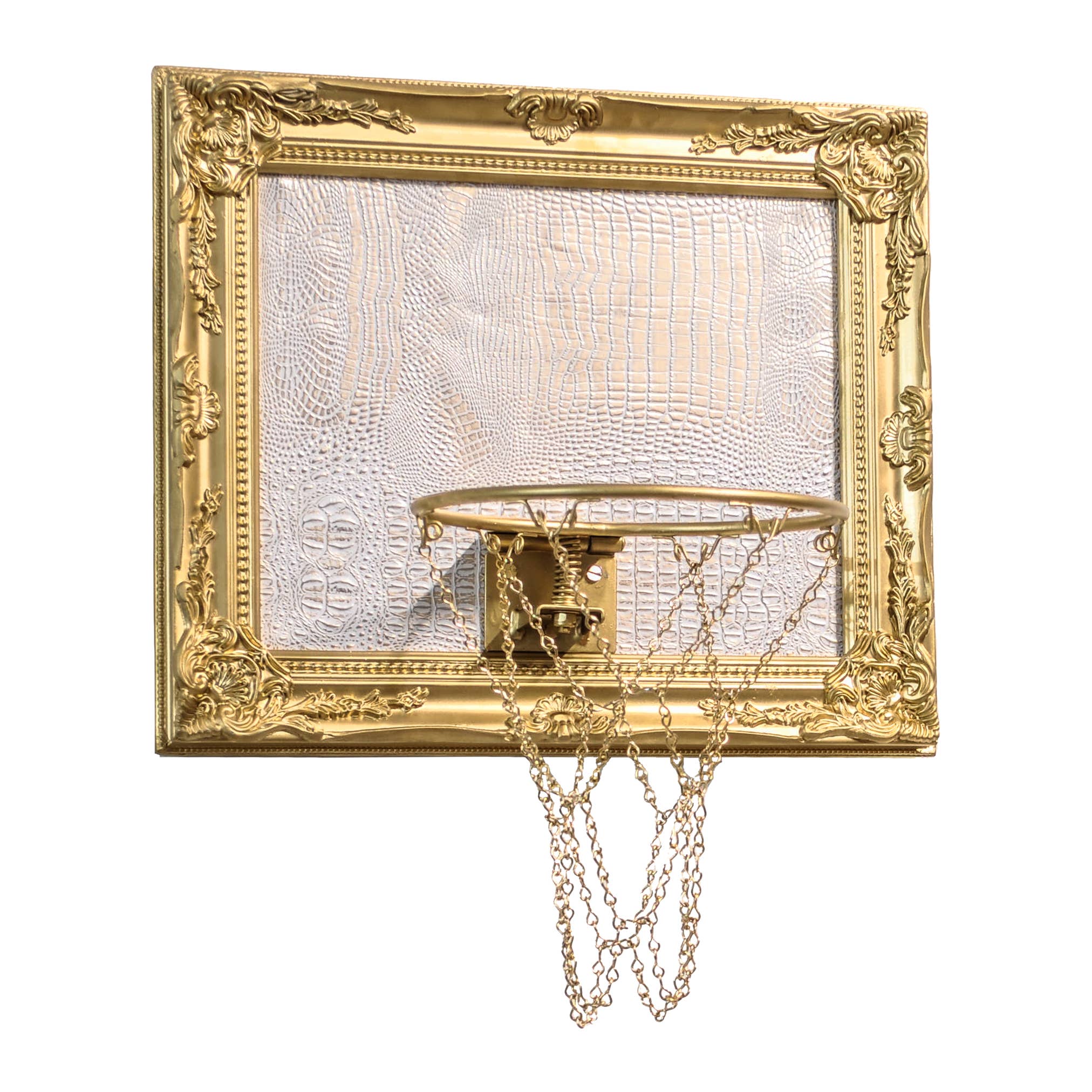 Hoops and Heritage - Wholesale Wall Art Set - White and Gold Gator Mini Basketball Hoop  1