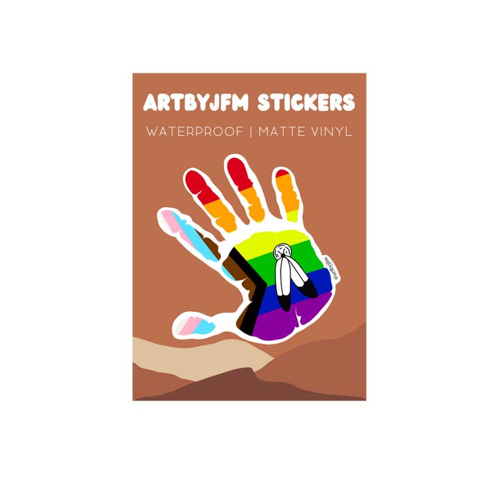 Pride Indigenous Hand Vinyl Sticker for wholesale by artbyjfm