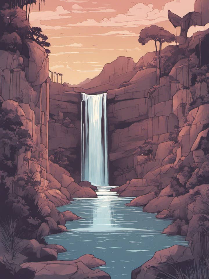 Ilustración de Cascada al Anochecer II para venta al por mayor de Keep Calm Collection