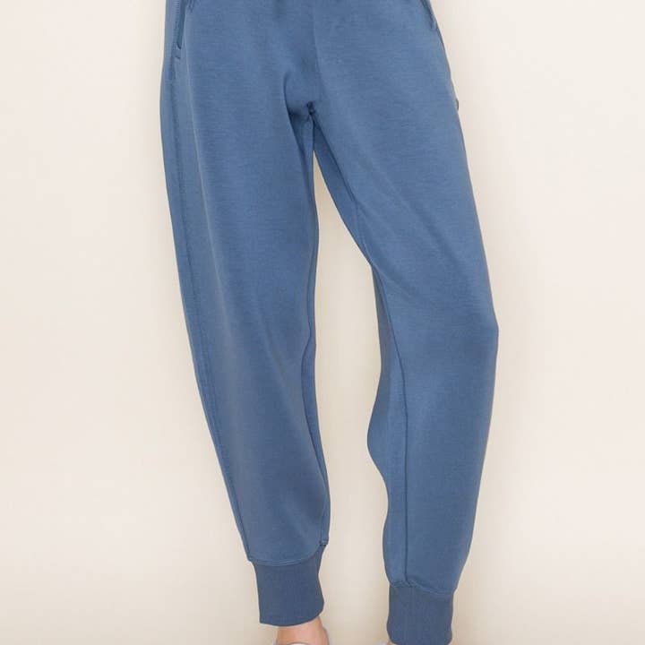 P80274 High Waisted Solid Knit Joggers for wholesale by White Birch