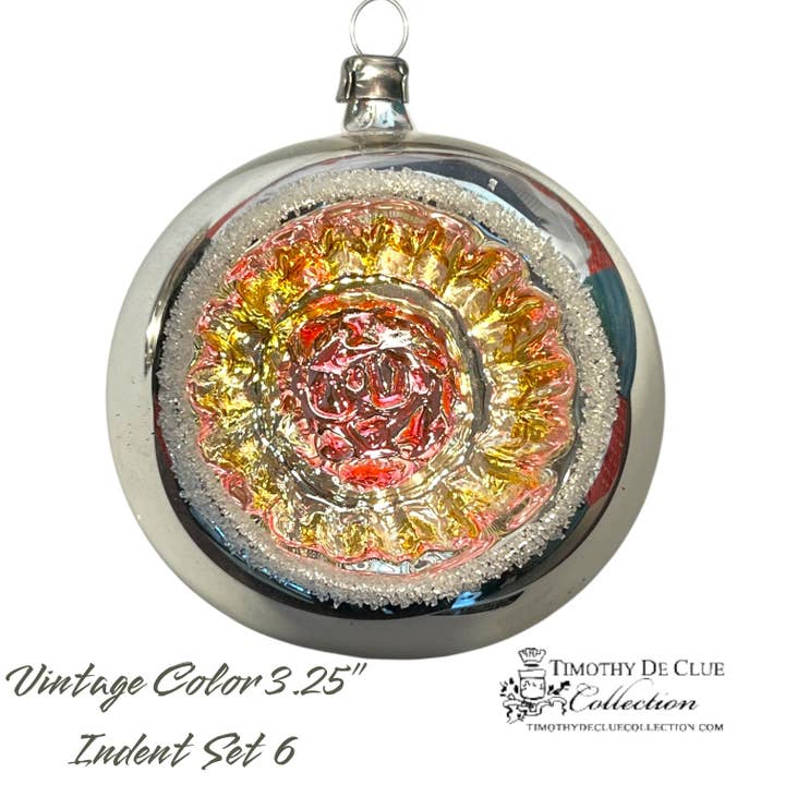 Timothy De Clue Collection - Wholesale Ornament Set - Vintage Colors Indents - Set of 6 |3.25 in - Antik Baubles Christmas Ornament5