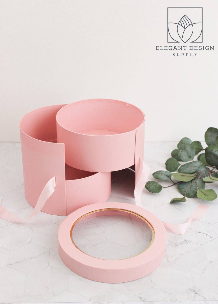 Elegant Design Supply – Engroshandel Gaveæske – To lag rund blomsterkasse med klart låg36