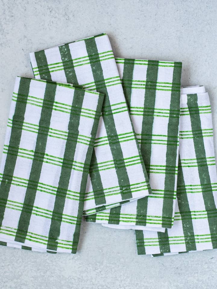 Dinner Napkins (set of 4) - Plaid, Sage & Vine for wholesale by Mended