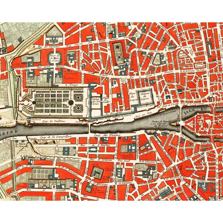 Rock Paper Scissors Wall Art - Wholesale Map - Antique Map of Paris, France7
