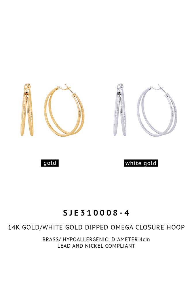 Hana - Wholesale Hoop Earrings - 14K Gold Dipped Omega Closure Hoop7