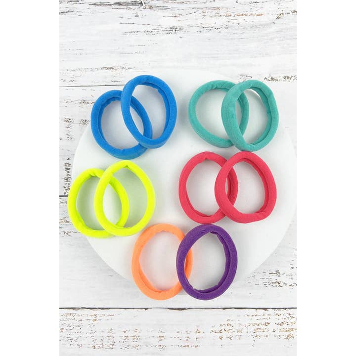 ASSORTED 10 PIECES SET BRIGHT COLOR ELASTIC HAIR TIE SET for wholesale on Faire