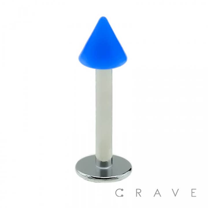 CRAVE - Wholesale Lip Ring - 316L SS LABRET/MONROE WITH SOLID COLOR ACRYLIC SPIKE1