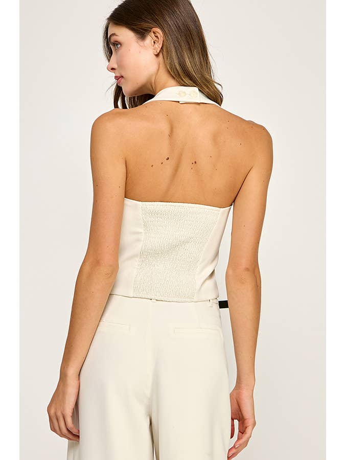 Ivory HALTER NECK TOP for wholesale on Faire3