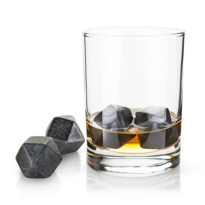 Viski - Wholesale Drink Chilling Cubes - Glacier Rocks® Hexagonal Basalt Rock Ice Stones Set of 4