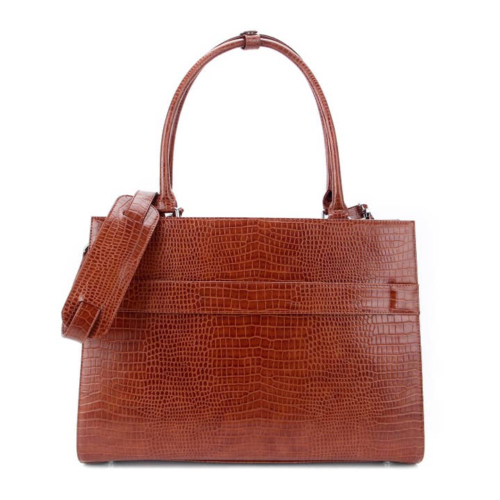 Socha - Venta al por mayor Bolsa de portátil - Mujer - Bolso para ordenador portátil/bolsa de negocios para mujer - punta plateada marrón 15 pulgadas1