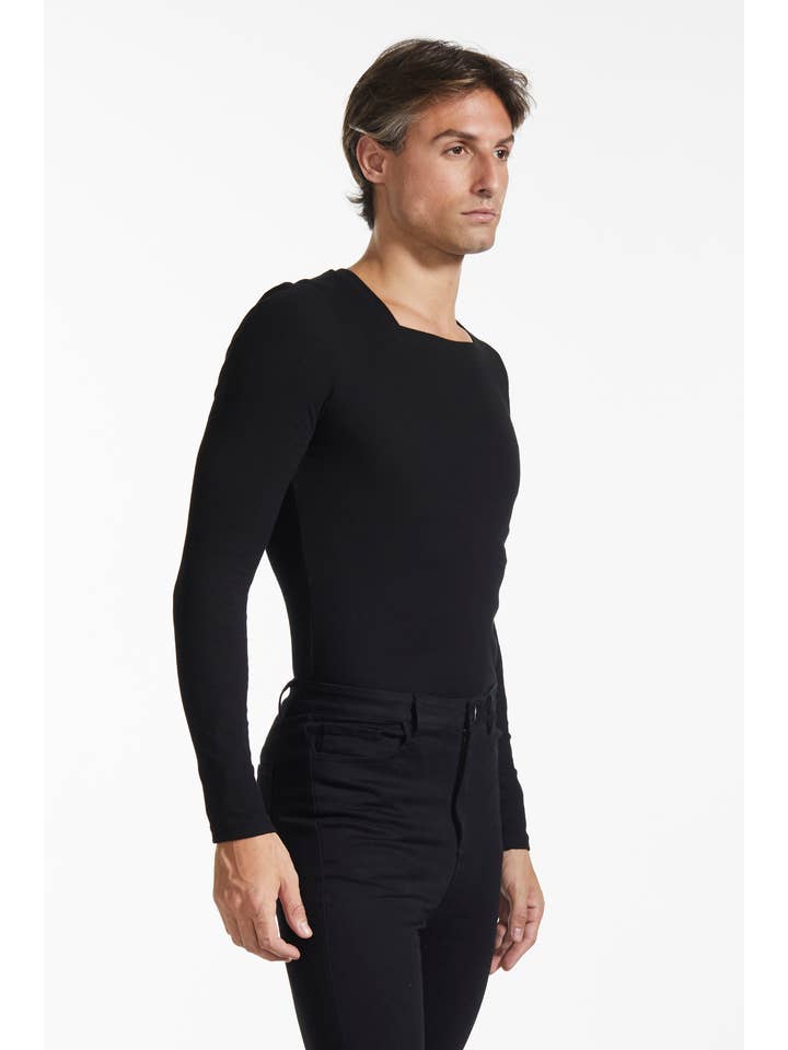 FANG - Wholesale Knit Top - Women's - Essential Square Neck Ribbed Long Sleeve