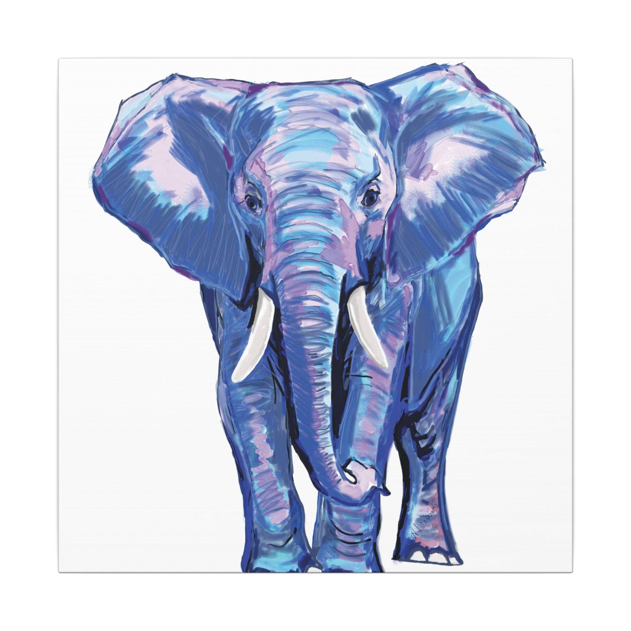 Blue Cava - Wholesale Art Print - Blue and Pink Elephant Canvas Art - Colorful Elephant Wall Décor6
