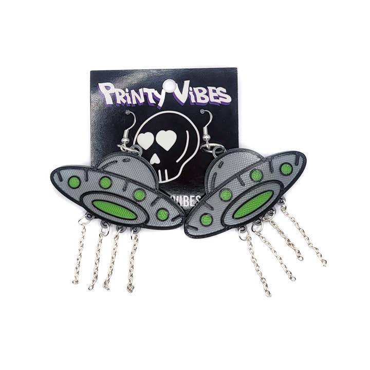 Printy Vibes - Wholesale Dangle Earrings - UFO Alien Spaceship Earrings 3D Printed