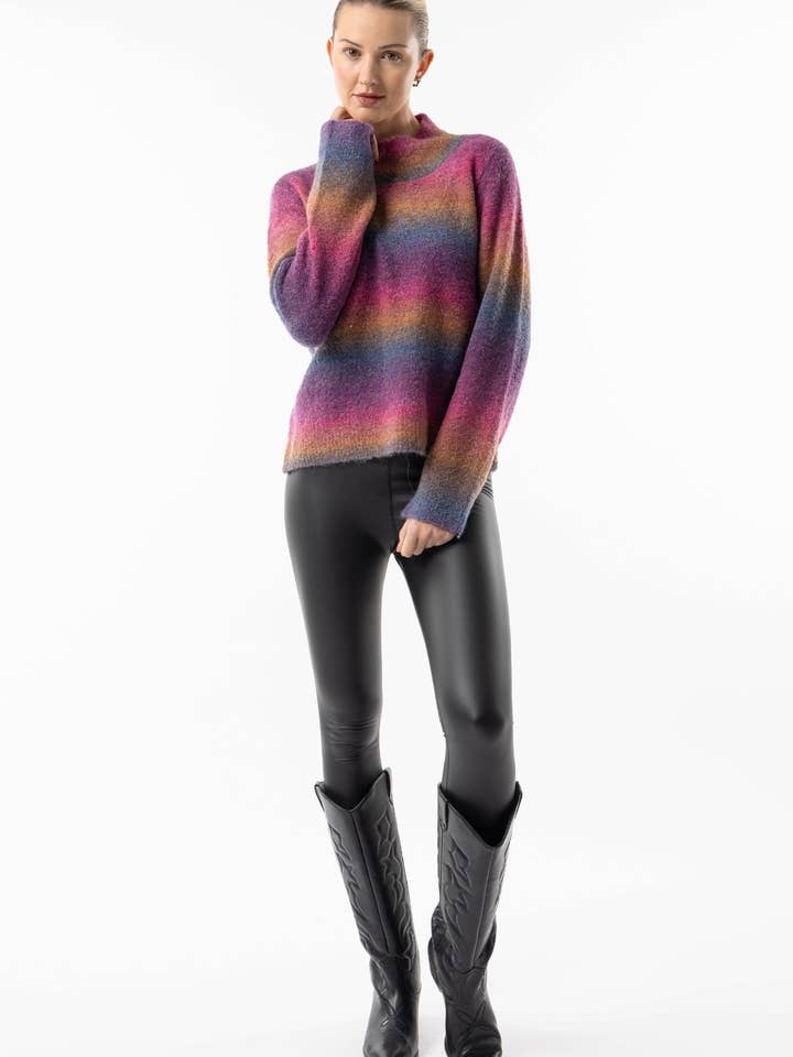 Regenbogen Regenbogenfarbener Pullover mit Stehkragen für den Großhandel auf Faire2