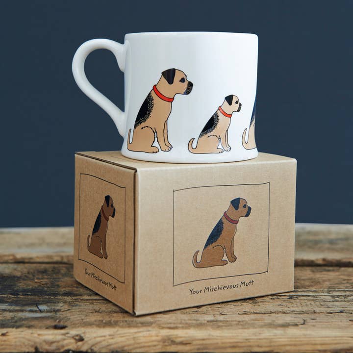 Mischievous Mutts Hundebecher - Border Terrier für den Großhandel von Sweet William Designs