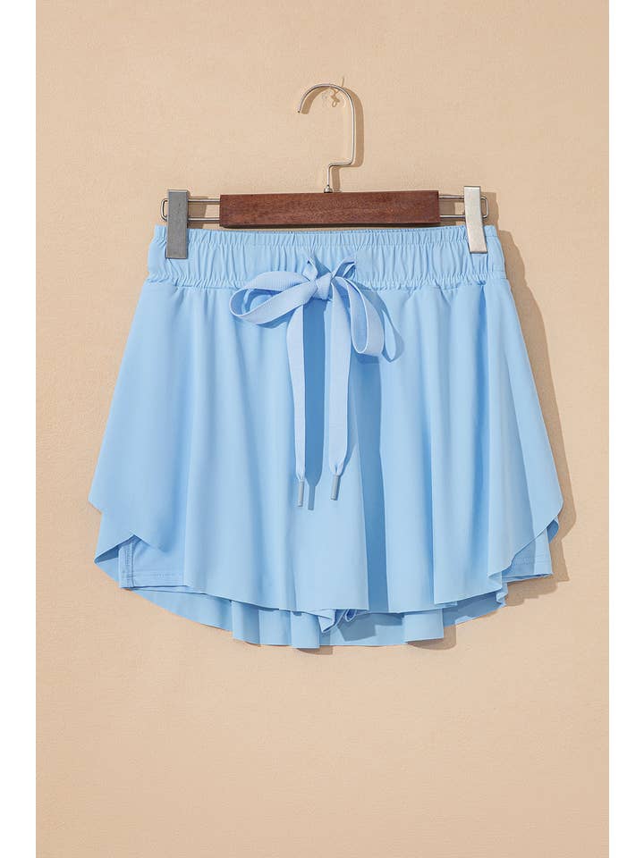 PRETTY BASH - Wholesale Skort - Women's - Solid Drawstring High Waist Skort