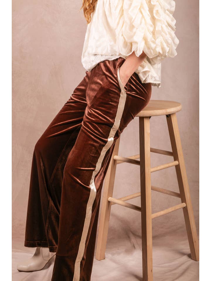 Before You Collection - Wholesale Pants - Women's - Velvet Contrast Side Stripe Wide Leg Pants9