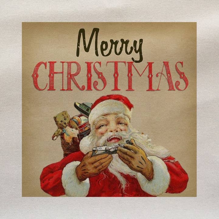 Panel de tela impresa Santa Father Merry Christmas Toys para venta al por mayor de Hills Of Fabric