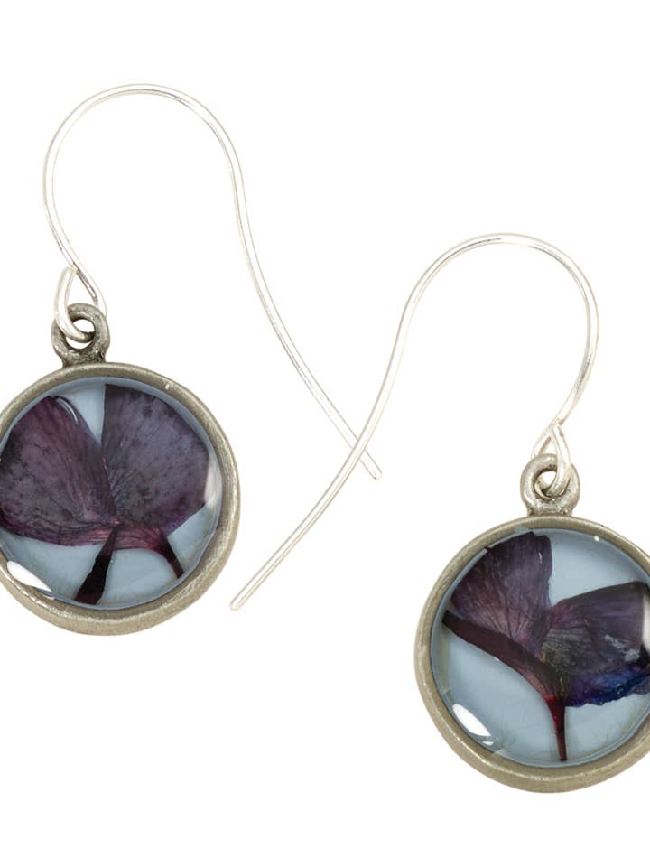 Texas Bluebonnet On Dusk Blue Ultra SM RND Earrings for wholesale by Shari Dixon