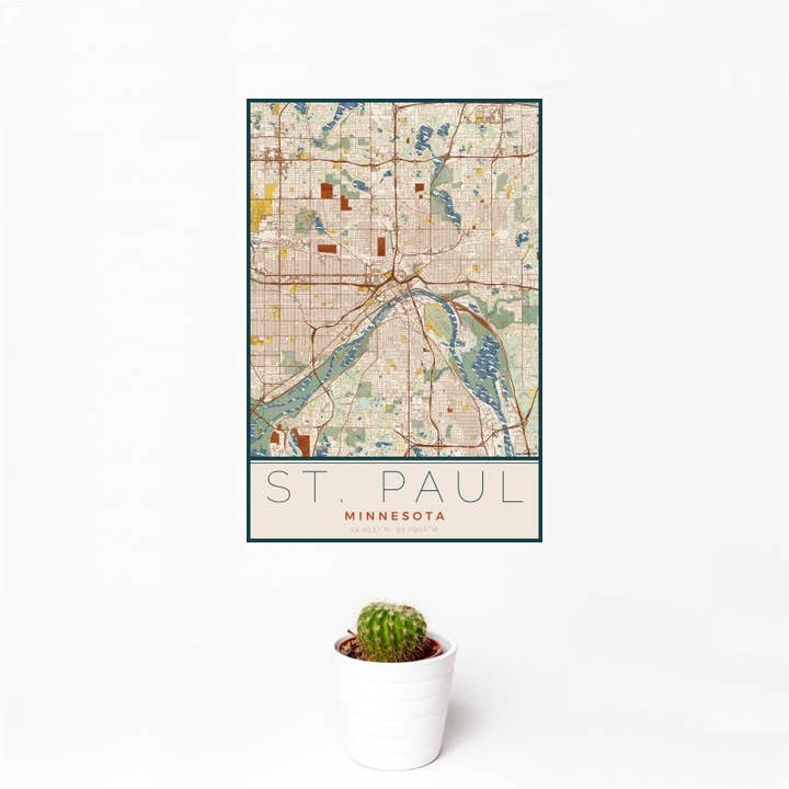 St. Paul MN - Blocco con stampa mappa per la vendita all'ingrosso da parte di JACE.design
