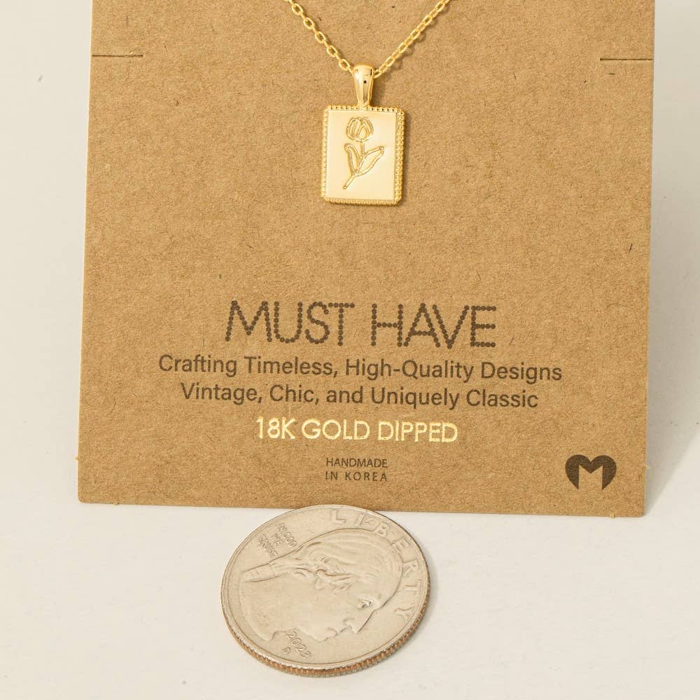 Fame Accessories - Vendita all'ingrosso Collana con ciondolo/pendaglio - Collana con ciondolo quadrato decorato con stampa floreale2