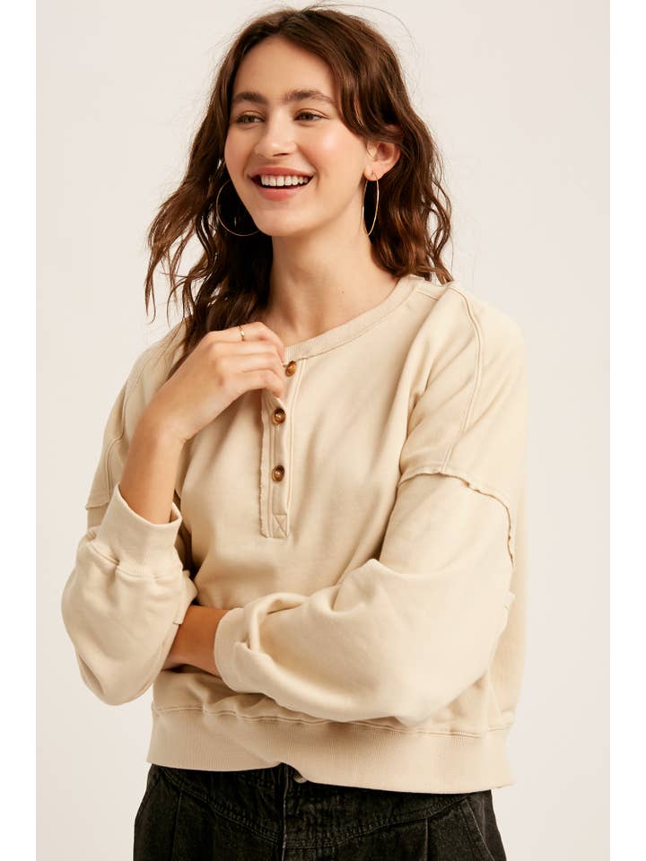 Listicle - Wholesale Knit Top - Women's - Henley Button Soft Knit Top LT111216