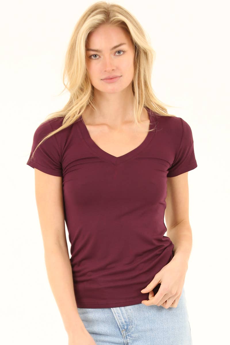 ANGIE - Vendita all'ingrosso Maglietta - Donna - Maglietta basica a scollo a V X2731-ASIS6