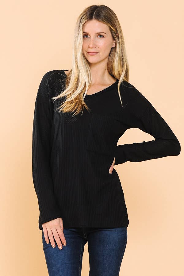 Burgundy Apparel - Wholesale Knit Top - Women's - BASIC KNIT V-NECK LONG SLEEVE TOP12