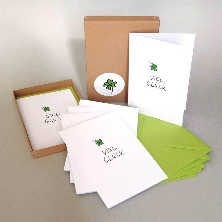 grün Viel Glück - Geschenkbox Mit 6 Glückwunschkarten für den Großhandel auf Faire
